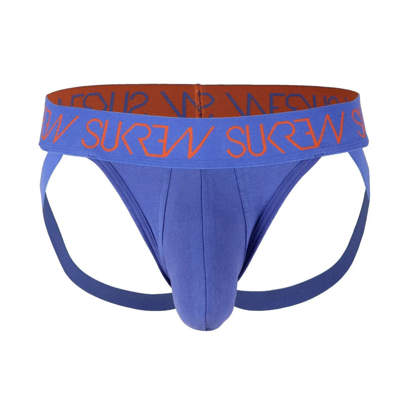SUKREW Cotton Jockstrap Low-Rise Front Stretchy Jock & Large Pouch Royal Blue 40