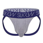 SUKREW Large Pouch Jock Low-Rise Front Cotton Jockstrap Grey Marl/Indigo 55