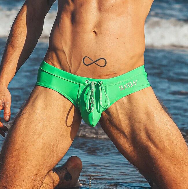 SUKREW Swim-Brief Torrent Low Rise Swimwear Stretch Contoured Pouch Green 23