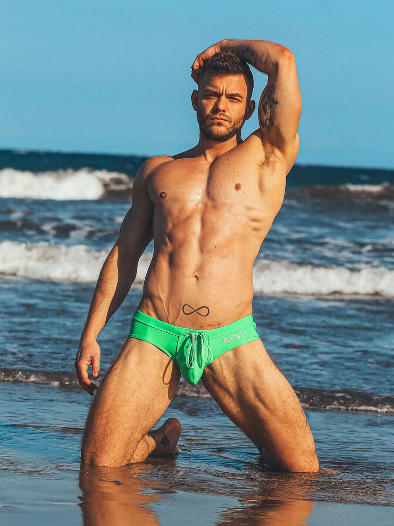 SUKREW Swim-Brief Torrent Low Rise Swimwear Stretch Contoured Pouch Green 23