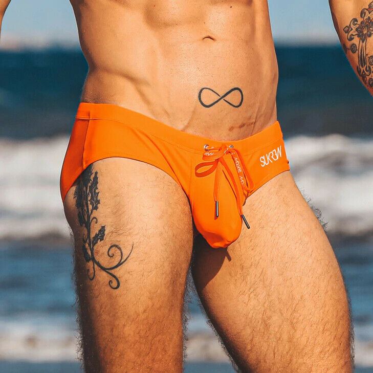 SUKREW Swim-Brief Torrent Low Rise Swimwear Stretch Contoured Pouch Tangerine 34