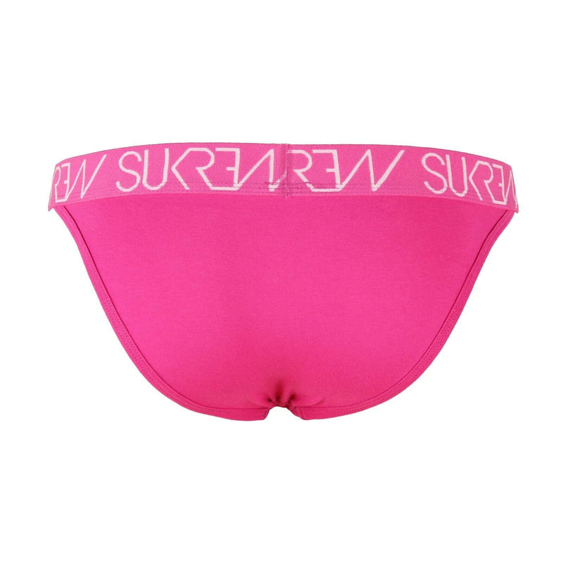 SUKREW Tanga Brief Unlined Large Contoured Pouch & Skimpy Back Tropical Pink 38