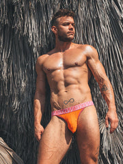 SUKREW Tanga Brief With Large Contoured Pouch & Skimpy Back Sunrise Orange 38