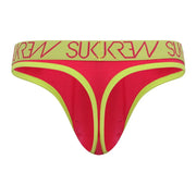 SUKREW Thongs Classic Extra Stretchy Soft Cotton Thongs Red Raspberry 57