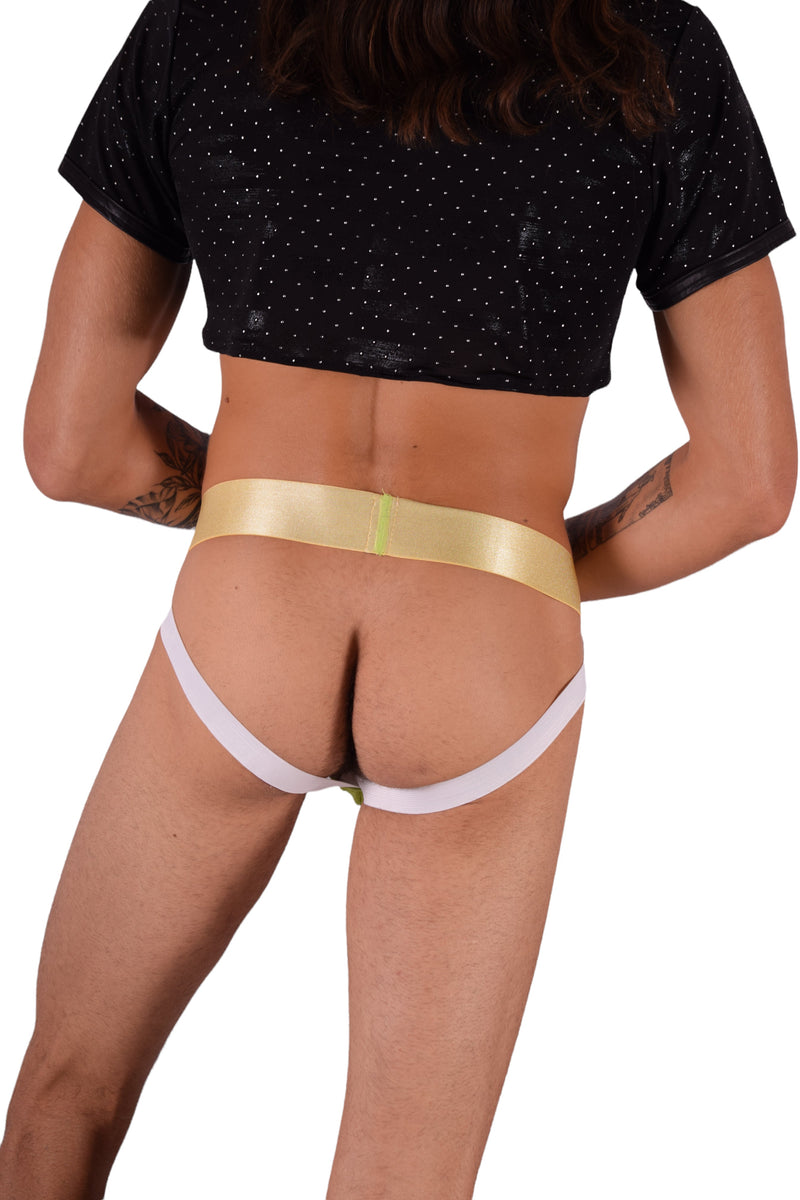 TANN MONTREAL Jock With Lifting Rear Elastic Jockstrap LIME 3