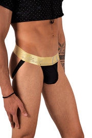 TANN MONTREAL Sexy Mesh Gold Elastic Waistband Jock Black 3