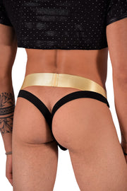 TANN MONTREAL Sexy Mesh Gold Elastic Waistband Jock Black 3