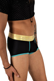 TANN MONTREAL Sexy Mesh  Show me off Trunk Black/Turquoise 3