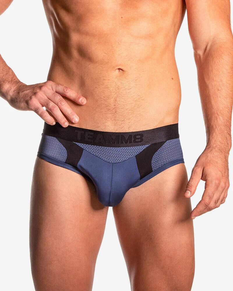 TEAMM8 Aerial Briefs Luxury & Classic 4-Way Stretch Brief Mesh Net Indigo 18