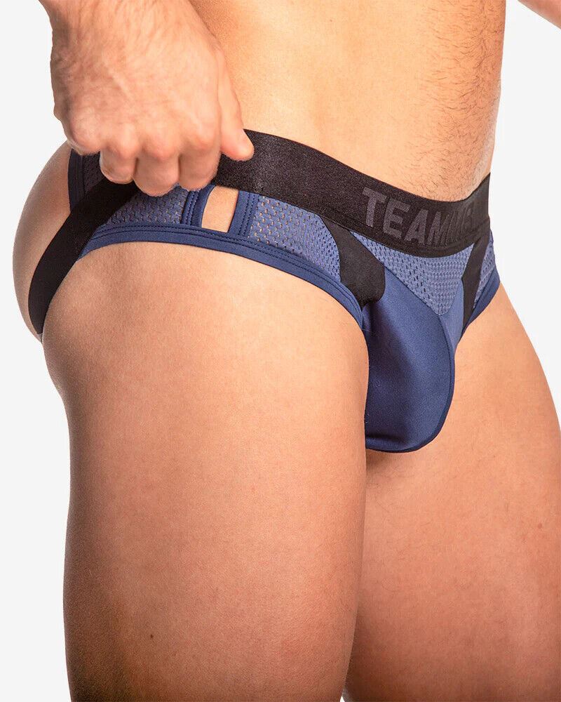 TEAMM8 Aerial Jock Luxury & Classic Jockstrap 4-Way Stretch Mesh Pannel Indigo 5