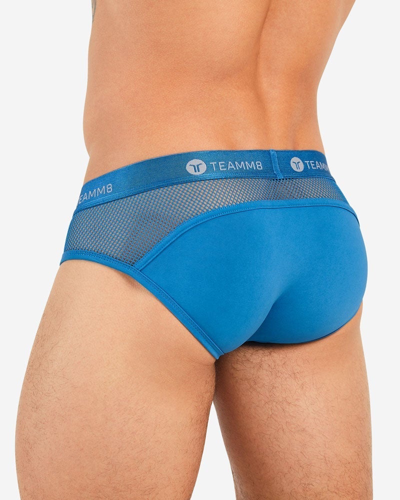 TEAMM8 Brief Sexy Score With Mesh Netting Insert Peek-a-Boo Briefs Blue 5