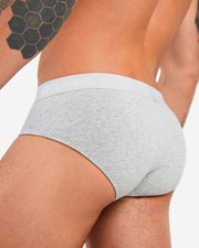 TEAMM8 Classic Brief Super Soft Fly Front Cotton Stretchy  Slip Grey Marle 14