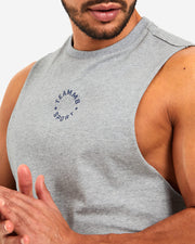 TEAMM8 Cotton Tank Square Cut Workout Muscle Tanktop Sport Grey Merle 13