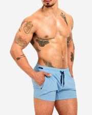 TEAMM8 Grid Swim-Short Quick Dry 4-Way Stretch Swimwear Slim Fit Blue 2