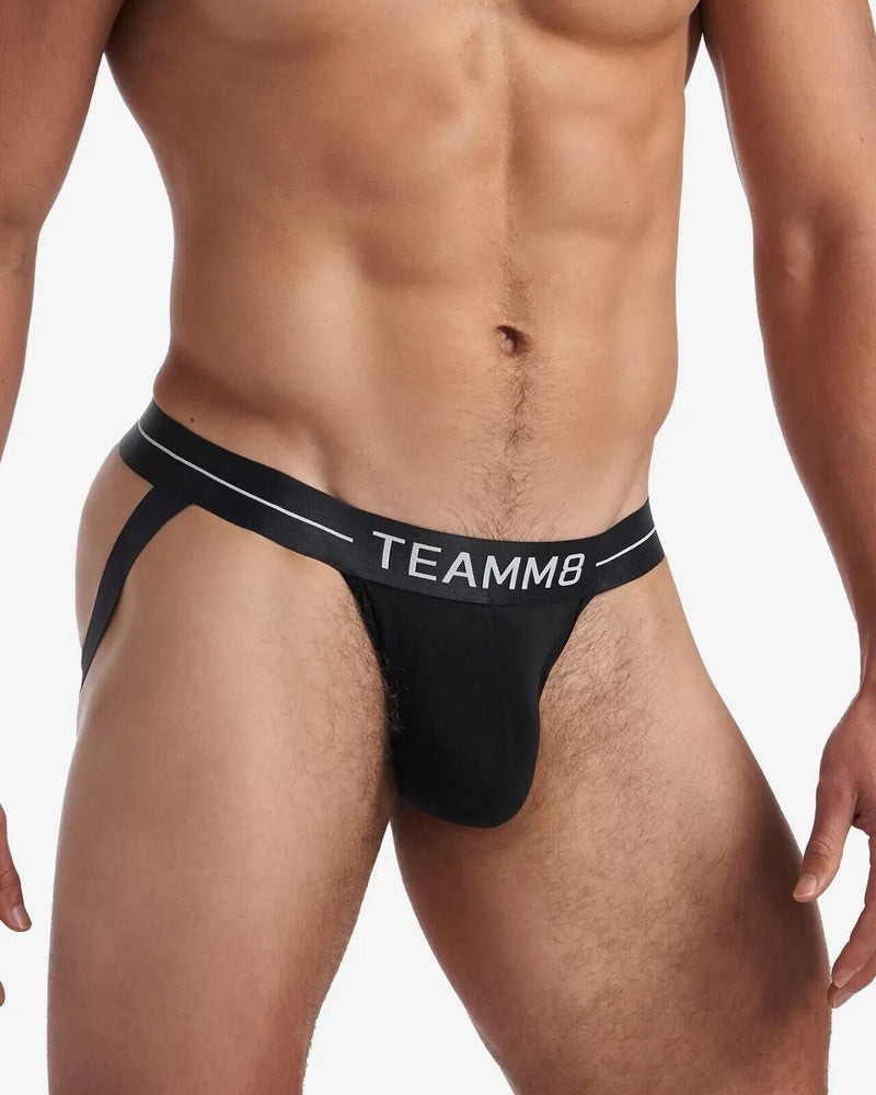 TEAMM8 ICON Jock Metallic WaistBand Quick-Dry Modal Jockstrap Black 23