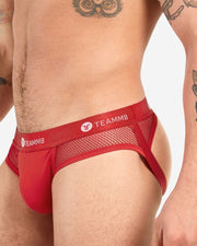TEAMM8 Jockstrap SCORE Mesh Netting Soft Hand-Feel Quick Dry Red 4