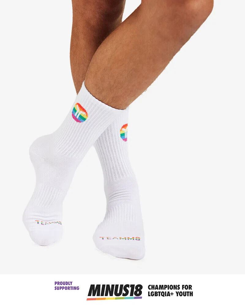 TEAMM8 Sport Socks Gay Pride White Socks 9