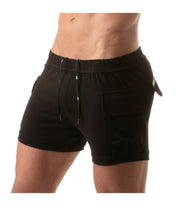 TOF PARIS Cargo Shorts Faux-Leather Jacron Low-Waist Cotton Fitted Short Black 4