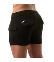 TOF PARIS Cargo Shorts Faux-Leather Jacron Low-Waist Cotton Fitted Short Black 4