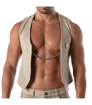 TOF PARIS Chain Vest Patriot Elegant Open Jacket With Removable Chain Beige