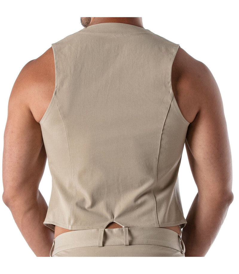 TOF PARIS Chain Vest Patriot Elegant Open Jacket With Removable Chain Beige