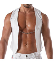 TOF PARIS Chain Vest Patriot Elegant Open Jacket With Removable Chain White