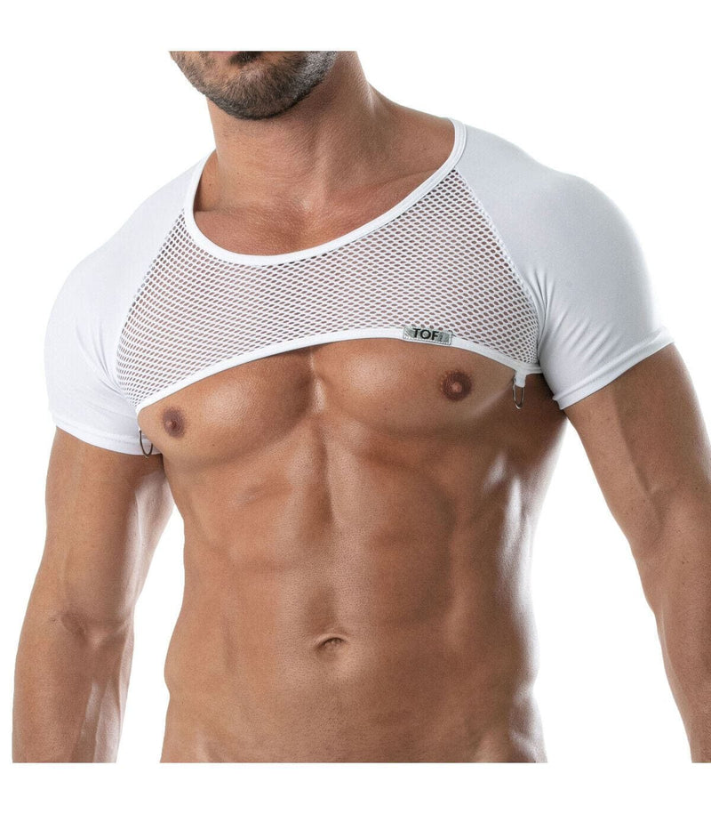 TOF PARIS Circuit Full Harness Mesh Half Crop-Top Transparent White 89