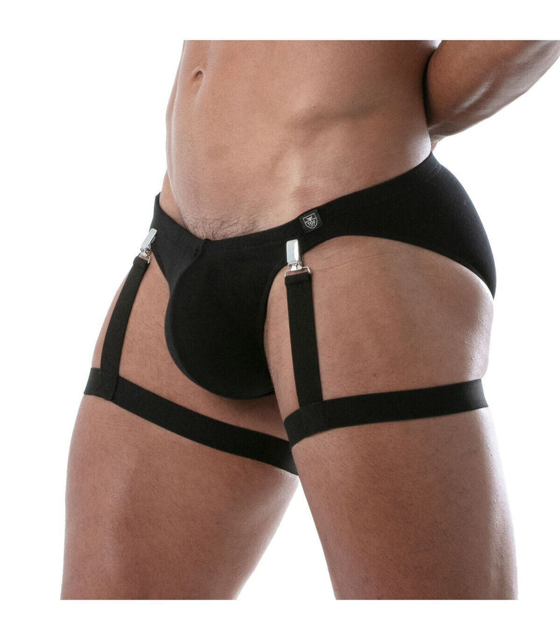 TOF PARIS Circuit Leg Harness Imitating Garter Belts Elastic Thigh Black 89