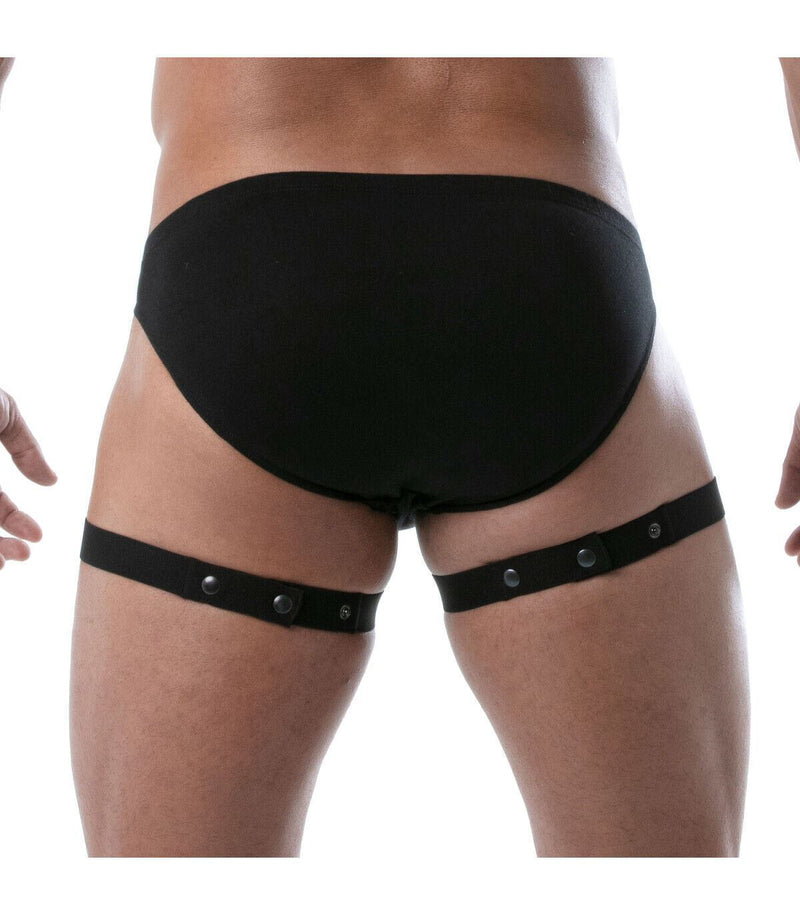 TOF PARIS Circuit Leg Harness Imitating Garter Belts Elastic Thigh Black 89