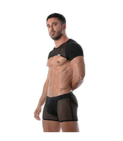 TOF PARIS Circuit Mesh Boxer Shorts With Elastic Bands Jockstrap Effect Black 80