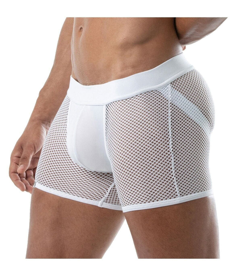 TOF PARIS Circuit Mesh Boxer Shorts With Elastic Bands Jockstrap Effect White 80
