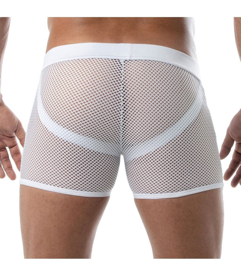 TOF PARIS Circuit Mesh Boxer Shorts With Elastic Bands Jockstrap Effect White 80