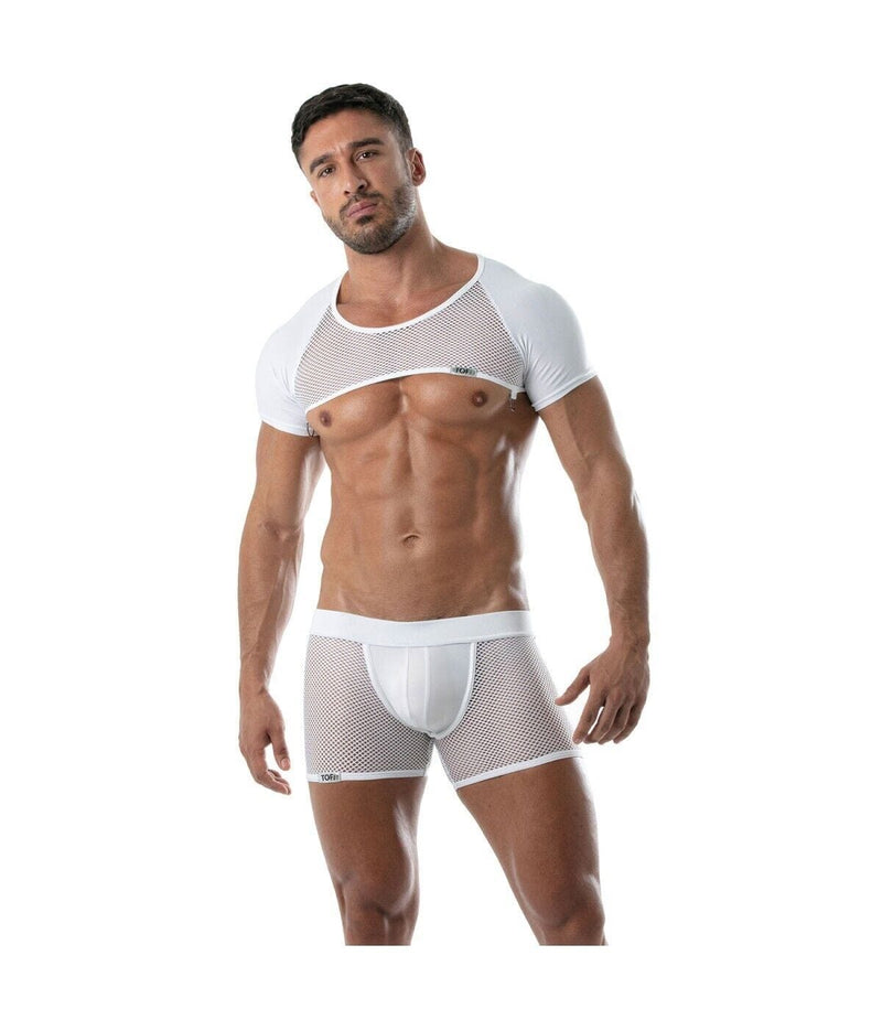TOF PARIS Circuit Mesh Boxer Shorts With Elastic Bands Jockstrap Effect White 80