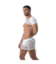 TOF PARIS Circuit Mesh Boxer Shorts With Elastic Bands Jockstrap Effect White 80