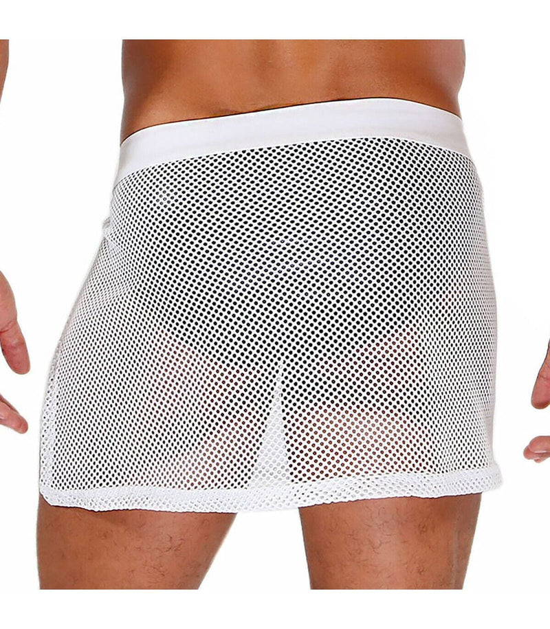TOF PARIS Circuit Mesh Skirt Completly Transparent Easy Opening Sarong White