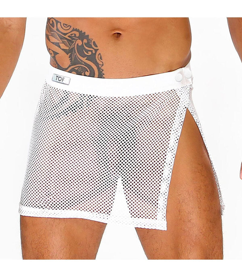TOF PARIS Circuit Mesh Skirt Completly Transparent Easy Opening Sarong White