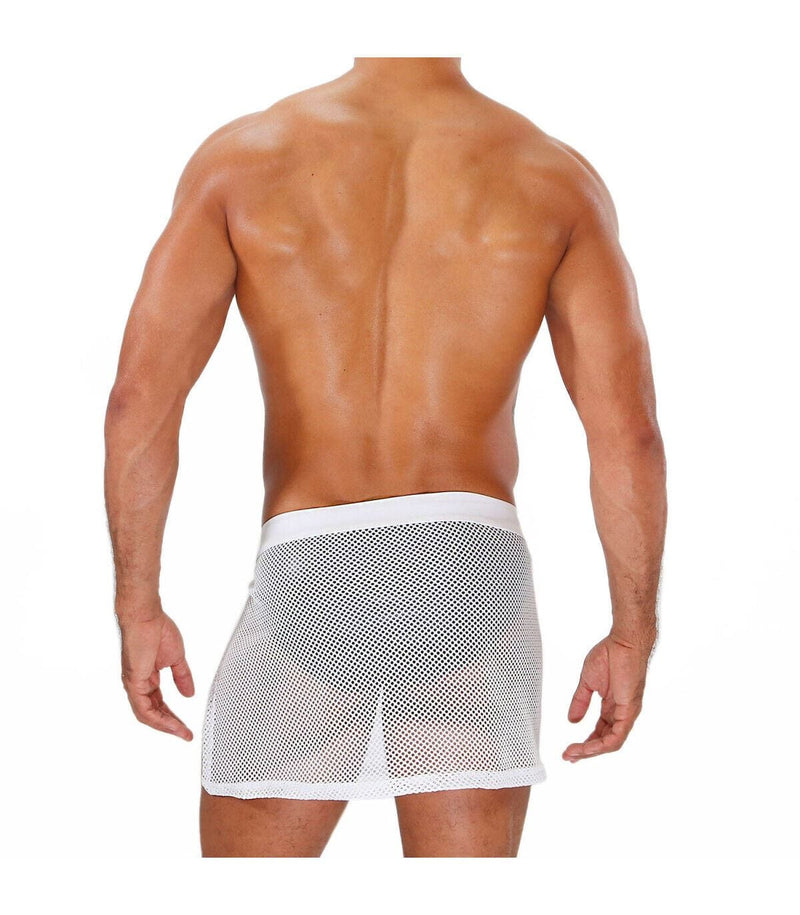 TOF PARIS Circuit Mesh Skirt Completly Transparent Easy Opening Sarong White