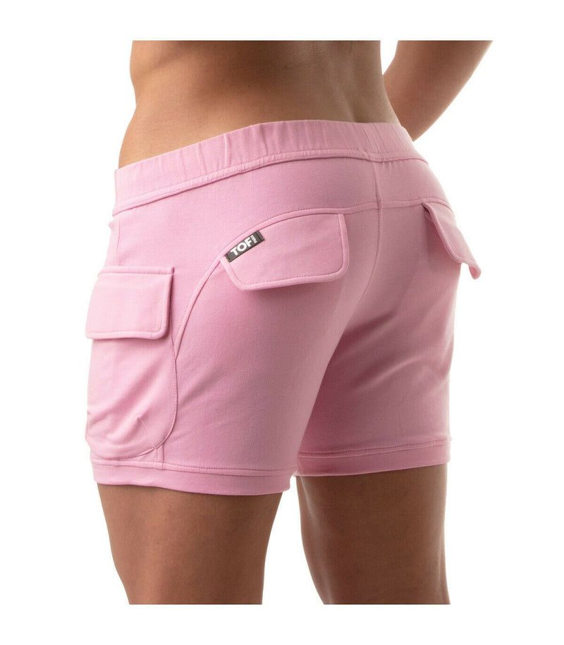 TOF PARIS Fitted Shorts Cargo Low-Waist Cotton Short Interior Drawstring Pink 4