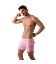 TOF PARIS Fitted Shorts Cargo Low-Waist Cotton Short Interior Drawstring Pink 4