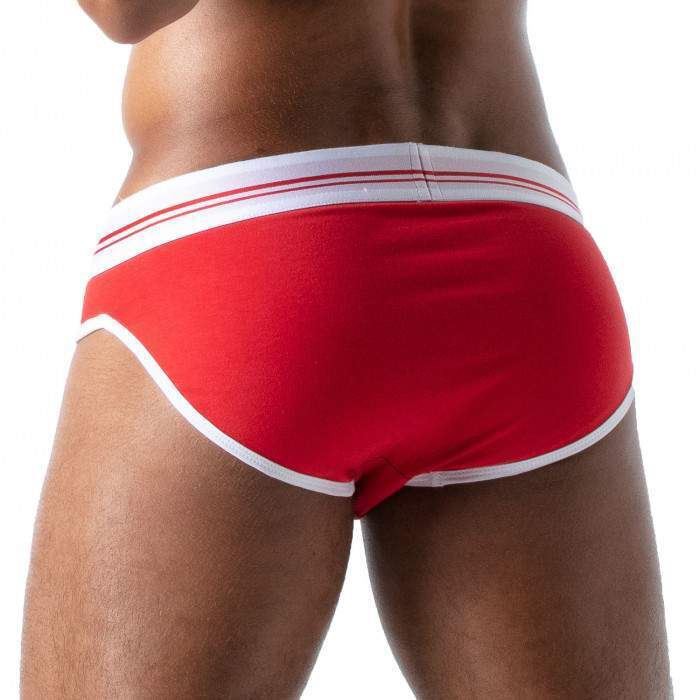 TOF PARIS French Briefs Jacquard Cotton Deep Lined Front Pouch Red 4A