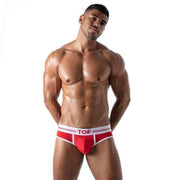 TOF PARIS French Briefs Jacquard Cotton Deep Lined Front Pouch Red 4A