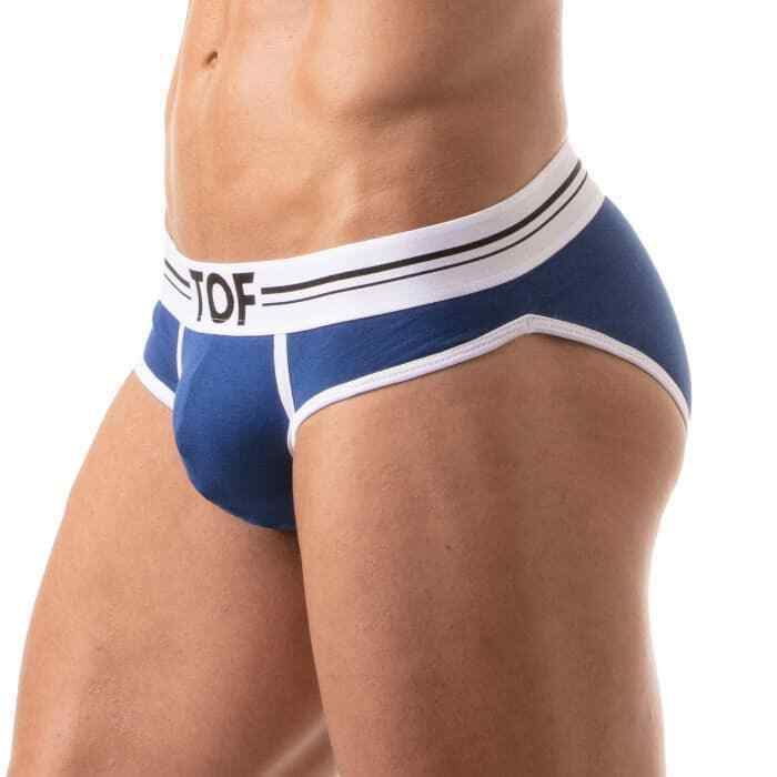 TOF PARIS French Cotton Briefs Jacquard Deep Lined Front Pouch Royal-Blue