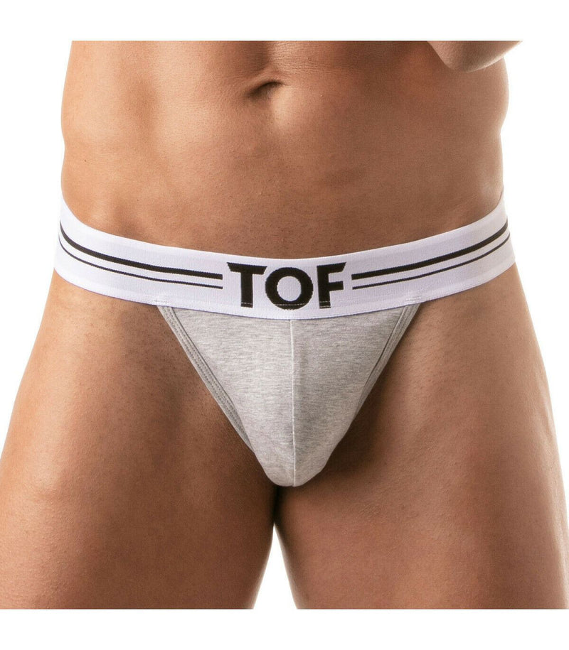 TOF PARIS French Thong Deep Lined Stretch Cotton Jersey Heather-Grey 4