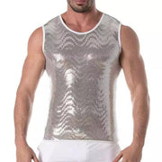 TOF PARIS Glitter Form - Fitting Tank Top Fashion Sequin Silver 151