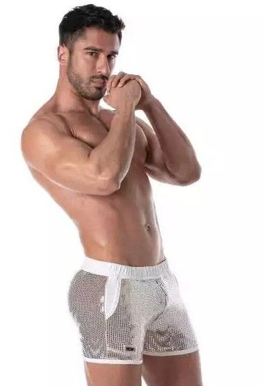 TOF PARIS Glitter Sequin Shorts Mid - Thigh Short Shiny Silver 493