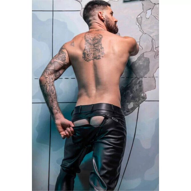 TOF PARIS Kinky Bottomless Pants Fashion Leather - Look Versatile Pant 47A3
