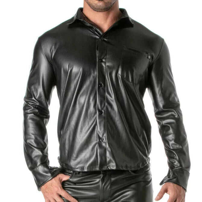 TOF PARIS Kinky Long Sleeves Shirt High Quality Leather - Look Stylish Shirt 47A1
