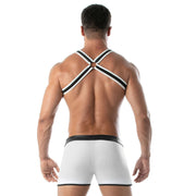 TOF PARIS Light Neoprene Bulldog Harness Adjustable H-Shaped Zamac Ring White