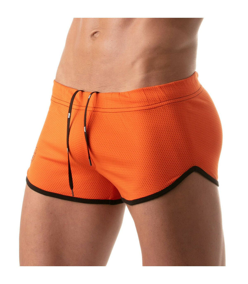 TOF PARIS Mesh Shorts Retro Microfiber Low-Waist Fitted Orange Short 5