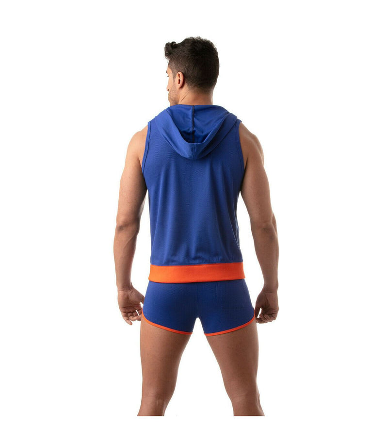 TOF PARIS Mesh Sleeveless Hoodie Jacket Ultra-Light Tank 2Large Pockets Royal 6